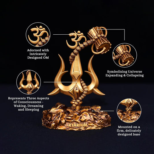 Damrita™️Lord Shiva Trishul With Damru Car Dashboard
